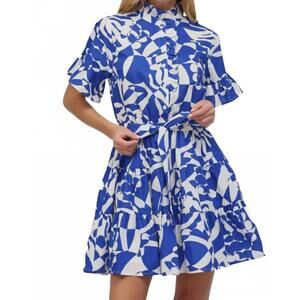 NEW FATE BY LFD lucia ruffled mini dress in blue